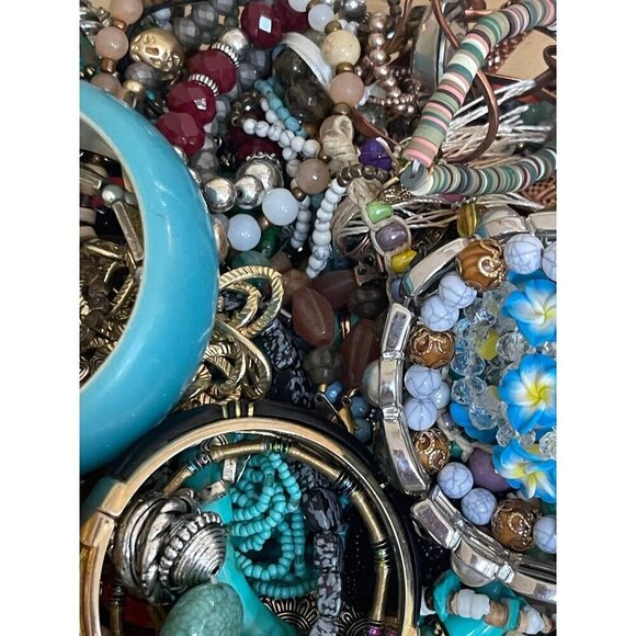 Mystery Bracelet 1lb Lot - Beaded, Cuff, Bangle, Stone, Glass, Metal, Wood - Picture 2 of 16